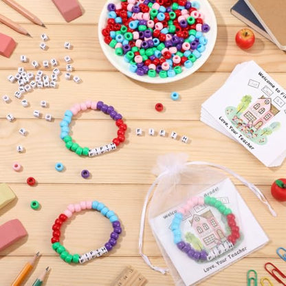 Tondiamo 24 Sets 5th Grade Back to School Gifts Friendship Bracelet Making Kit for Students Include Our Class is a Family Greeting Cards Beads Strings Bags DIY Kit for First Day of School Classroom - style: 5th Grade