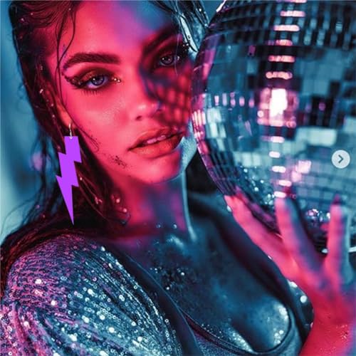 ONLYJUMP Acrylic Exaggerated Lightning Earrings Statement Punk Retro Geometric Delicate Neon Personalized Earrings Accessory Jewelry for Women - color: Exaggerated Purple