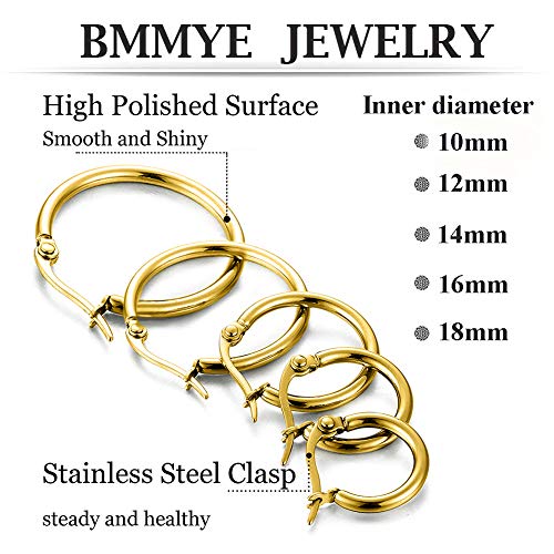 5-10 Pairs Small Gold Silver Hoop Earrings for Women, Stainless Steel Earrings Set Mens Lightweight Thin Hypoallergenic Small Hoops Set - style: 10pc-Glod
