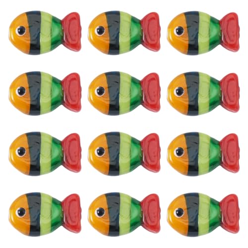 Cheriswelry 12Pcs Glass Fish Beads Handmade Lampwork Beads Marine Life Animal Bead 20-21mm for DIY Earring Bracelet Necklace Keychain Jewelry Making Summer Crafts - color: Mixed Color 2