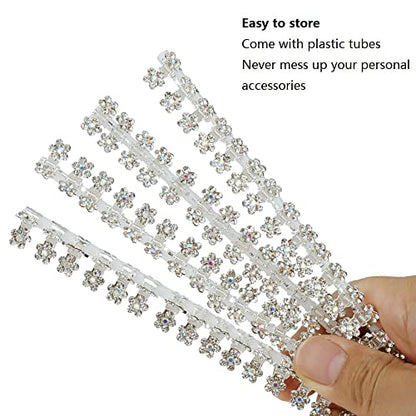 Mini Glitter Teeth Rhinestone Flower Hair Accessories - No-Slip Grip Metal Jaw Clamps in Mix Colors for Girls Women (Silver-White Crystal) - color: Silver-White Crystal