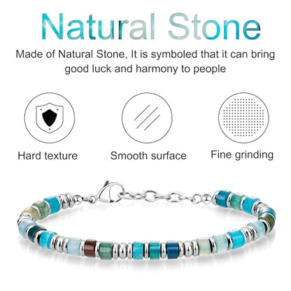 SIUMAL Mens Bracelet, Boho Stainless Steel Bracelets for Men, Beaded Bracelets, Jewelry Gifts for Husband, Father, Friends - color: Camouflage Blue
