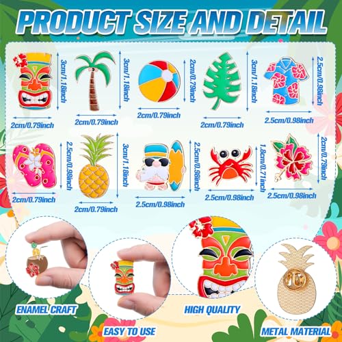 Giegxin 40 Pcs Summer Enamel Pins Bulk Hawaiian Brooch Pins Beach Backpack Pins Tropical Button Pins Cute Cartoon Pineapple Watermelon Coconut Tree Lapel Pin for Hawaiian Party Festival Gifts - style: Watermelon