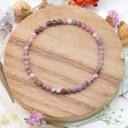 MASSIVE BEADS Natural Genuine Gemstone Beads Healing Crystal Chakra Reiki Jewelry Faceted Round Beads Bracelets 3mm - color: Color Tourmaline B