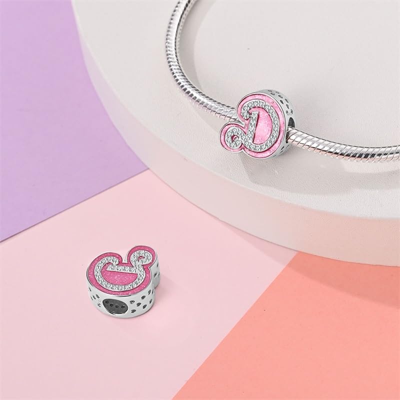 925 Sterling Silver Letter Charms Fits Pandora Bracelets Alphabet AZ Bead Charm for Bracelets Necklace with 5A Cubic Zirconia for Women Birthday Ceremony DIY Jewelry Gift - style: D