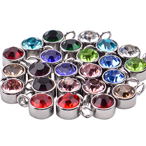 Aylifu Birthstone Charms Crystal Pendant Charms 12 Months Birth Charms for Necklace Bracelet Earring - color: 12 Color