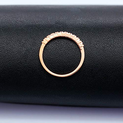 Uloveido Platinum Plated CZ Simulated Diamond Stack Eternity Band Ring J029 - color: Rose Gold
