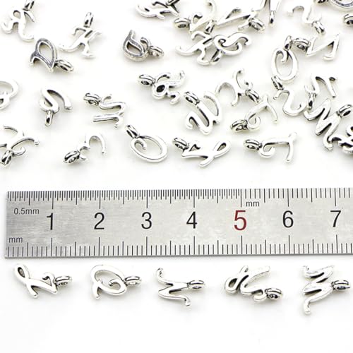 Alphabet Letter Charms,Mini A-Z Alphabet Charm Pendant Bead for DIY Personalized Jewelry Making Findings(4 sets/104pcs) - color: Silver