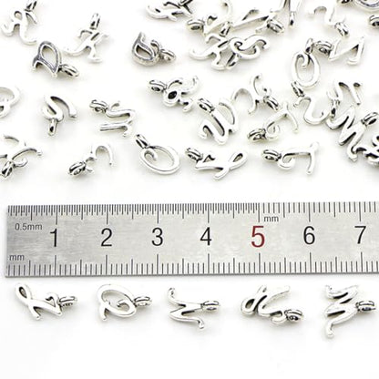 Alphabet Letter Charms,Mini A-Z Alphabet Charm Pendant Bead for DIY Personalized Jewelry Making Findings(4 sets/104pcs) - color: Silver