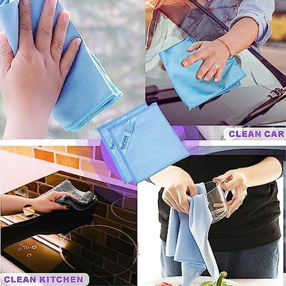 Longmann Window Cleaning Cloth, Glass Cloth, Cleaning Cloth, Streaks Schatches Free (Blue 2 Pack) - color: Blue 2 Pack