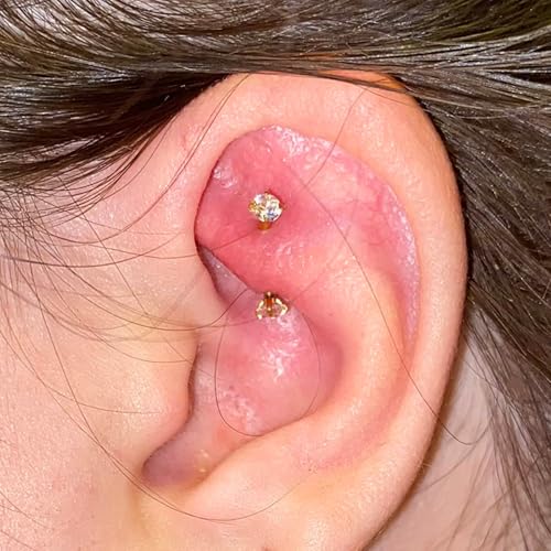 AVYRING 16g Rook Piercing Jewelry Gold Silver Eyebrow Rings Curved Barbell Daith Earrings for Women Horseshoe Septum Hoop Helix Earrings Surgical Steel Belly Button Rings Vertical Labret Lip Jewelry - style: A- Gold -Internal Thread