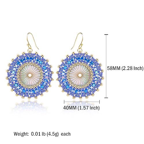 Colorful Bead Earrings For Women Summer Beach Handmade Bead Earrings Bohemia Hoop Dangle Earring For women - color: Blue