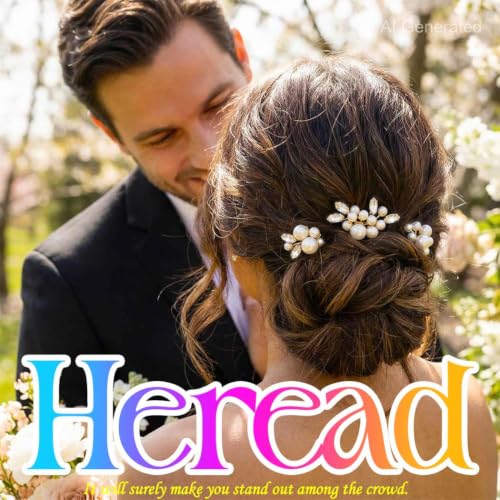 Heread Pearl Bride Wedding Hair Pins Crystal Bridal Headpiece Hair Accessories for Women and Girls （Pack of 3） (Gold) - color: Gold