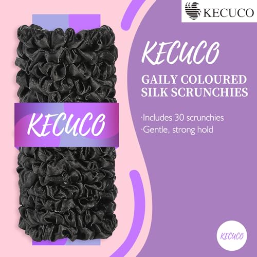 30Pcs Black Satin Hair Scrunchies, Silk Hair Ties for Women Girls Hair Accessories Gift, Value Package, Premium Material, Non-Slip Design, Pain-Free, Damage-Free (Black, 30 Count) - color: Multicolor B