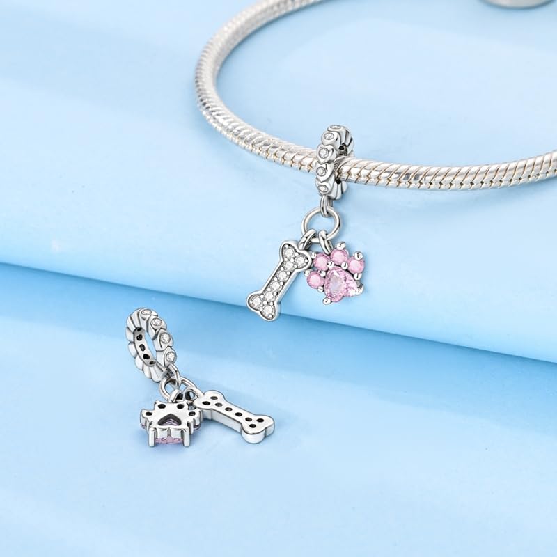 925 Sterling Silver Charms for Bracelets and Necklaces Beads Charms Jewelry Gift for Women - color: Cute Paw Bones