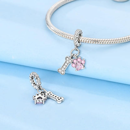 925 Sterling Silver Charms for Bracelets and Necklaces Beads Charms Jewelry Gift for Women - color: Cute Paw Bones