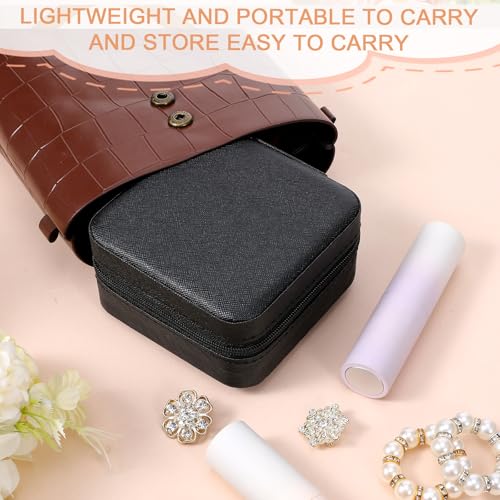 8 Pack Travel Jewelry Case Small Travel Jewelry Box Bridesmaid Gifts Jewelrys Box, PU Leather Small Jewelrys Case Organizer Storage for Rings Earrings Necklaces, Beauty Gifts (Black) - color: Black