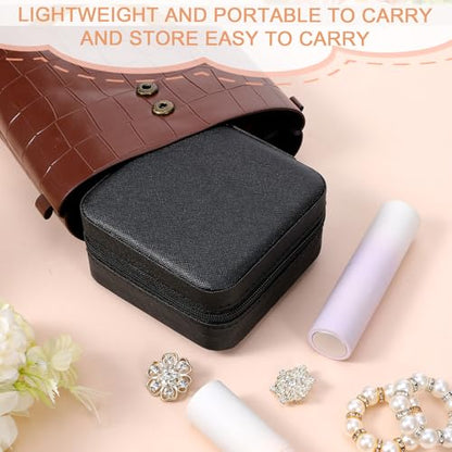 8 Pack Travel Jewelry Case Small Travel Jewelry Box Bridesmaid Gifts Jewelrys Box, PU Leather Small Jewelrys Case Organizer Storage for Rings Earrings Necklaces, Beauty Gifts (Black) - color: Black