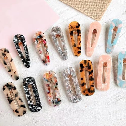 Hedume 28 Pack Acrylic Resin Hair Barrettes, Fashion Geometric Hair Clips for Women Girls Ladies