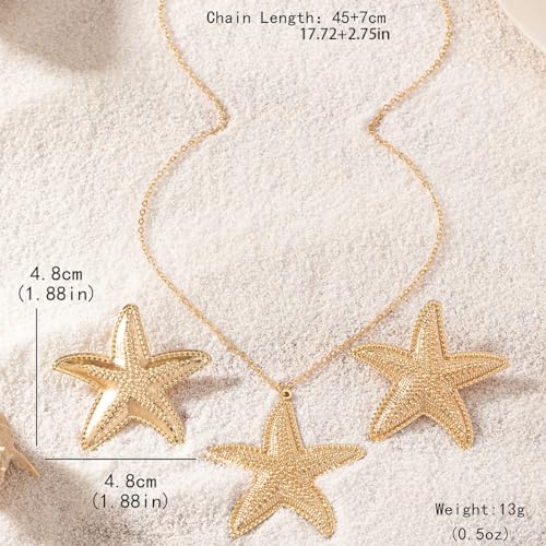 Big Star Necklace Chunky Necklace for Women Boho Thick Chain Statement Necklace Trendy Large Star Pendant Necklace Bold Vintage Chunky Jewelry - style: 8 - G