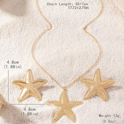 Big Star Necklace Chunky Necklace for Women Boho Thick Chain Statement Necklace Trendy Large Star Pendant Necklace Bold Vintage Chunky Jewelry - style: 8 - G
