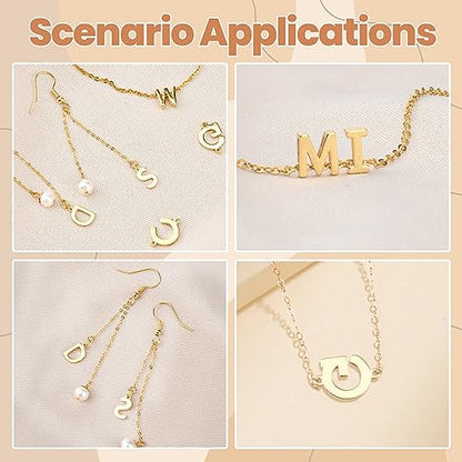 26Pcs 18K Gold Filled A-Z Alphabet Letters Charms for Jewelry Making, Initial A-Z Alphabet Charm Pendant Beads, Slide Glitter Pendants for Women DIY Bracelet Necklace Earrings Choker Making - color: Style B