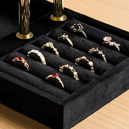 Bracelet Holder Jewelry Organizer Display - 3 Tier T Bar Velvet Stand, Black Jewelry Storage for Bracelet, Necklaces, Earrings, Rings, Watches - color: Black