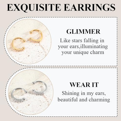 Women's Silver Earrings Fashion Jacket Stud Earrings Stacking Small Hoop Huggie Earrings Set for Multiple Piercing Everyday Ear Cartilage Earrings - color: Silver