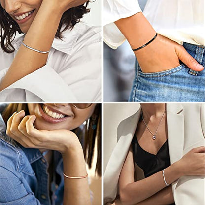 PROSTEEL 316L Stainless Steel Herringbone Flat Chain Bracelets/Anklets, Beautiful Summer Jewelry, Black/Yellow Gold/Rose Gold Plated, 6.3inch/8.5inch Adjustable, Come Box - color: Gold