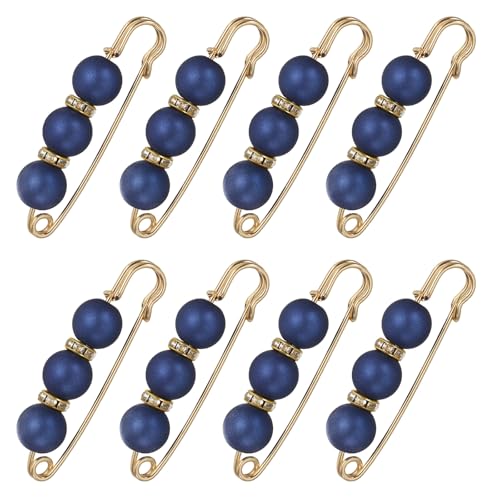 MECCANIXITY Pearl Brooch Pins, Decorative Safety Pin Brooch Fashion Sweater Shawl Crystal Clip for Collar Dress Shirt Clothing Accessories for Girls and Women - color: Blue
