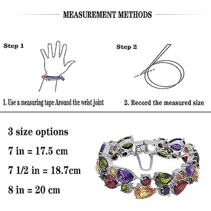 Hermosa Silver Bangle Bracelets For Women Classic Fashion Bracelet with Gemstone Garnet White Topaz Amethyst Citrine Peridot Pink Topza 7 Inches
