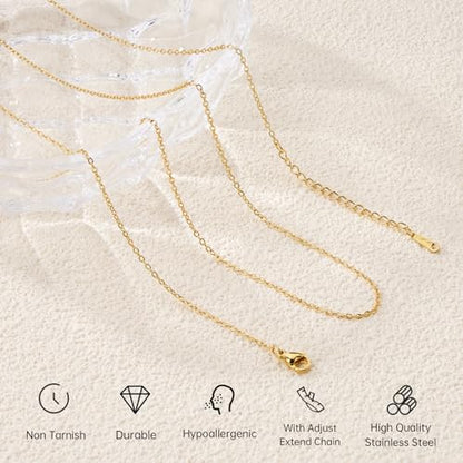 GTVOODX 20Pcs Gold Filled Cable Chain Bulk for Jewelry Making Adjustable Stainless Steel Dainty Necklace Chain Pack with Extender 20 Inch - color: 18K Gold, size: 20 Inch