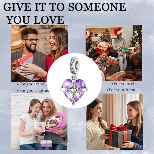Birthstone Charms 925 Sterling Silver Heart Charms for Bracelets and Necklaces Birthday Day Christmas Gifts For Women - color: F-June