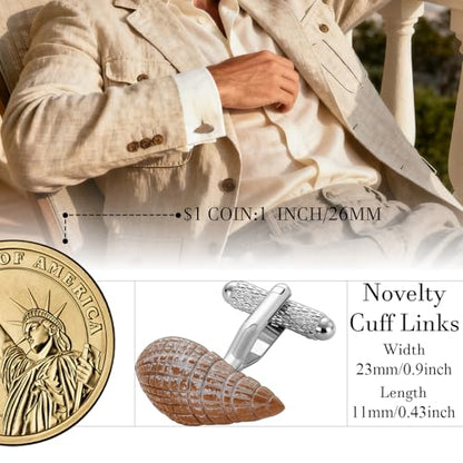 HAWSON Various Unique Cuff Links Mens, Animal/Tactical/Music/Holiday/Cufflinks, Themed Wedding Dinner Party Gift Suit Accessories - style: Conch Shell