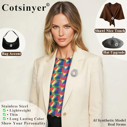 Stainless Steel Brooch Pin for Women & Men,Lapel Pin | Minimalist Statement Elegant Geometric, Sweaters Coat Suit Shawl Collar Shirt Coat Jacket Hat Dress Swim, Velvet Bag & Box - style: Pleated-Silver