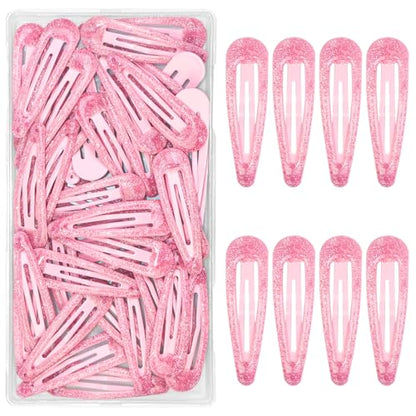 48 Pcs Cute Metal Snap Hair Clips, Non-Slip Barrettes for Women and Girls, Hair Accessories for Parties, School & Daily Use (pink) - color: pink