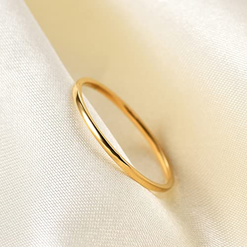 Women Stainless Steel Solitaire Stackable Ring Non Tarnish - color: 3 Gold, size: 4