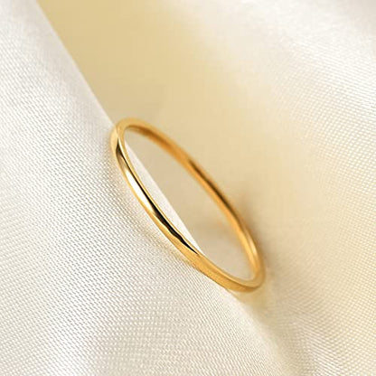 Women Stainless Steel Solitaire Stackable Ring Non Tarnish - color: 2 Gold, size: 4