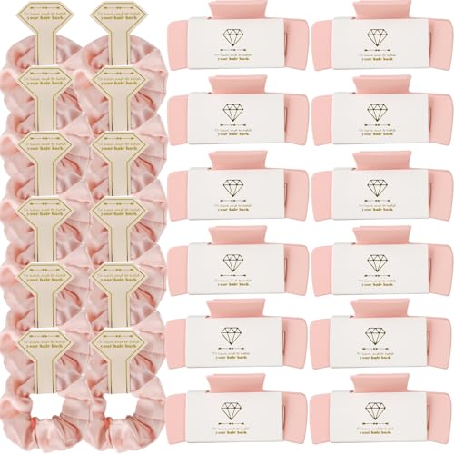 Bridesmaid Scrunchies Proposal Gifts 4.1 Inch Square Set of 8 Bachelorette Hair Claw Clips ideas Bridal Shower Gift for Wedding Party Favors (24pcs Pink) - color: 24pcs Pink