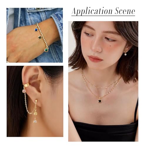 Beadthoven 9Pcs Gold Plated Cubic Zirconia Charms Square Crystal Rhinestone Charms Dangle Bead Long-Lasting Brass Birthstone Pendants for Jewelry Making Necklace Earrings Bracelet DIY Craft - color: Square Mix