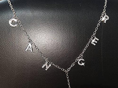 Women Sexy Rhinestone Waist Body Chain Crytal Sexy Letter Pendant Belly Waist Chain T-string Thong Body Jewelry - color: Cancer Letter