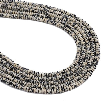 BEADIA Natural Dalmatian Stone Spacer Beads Caps Rondelle Disk Loose Beads for Beading Jewelry Making 4mmx2mm 38cm - color: Dalmatian Stone, size: Rondelle Disk 4mm x 2mm