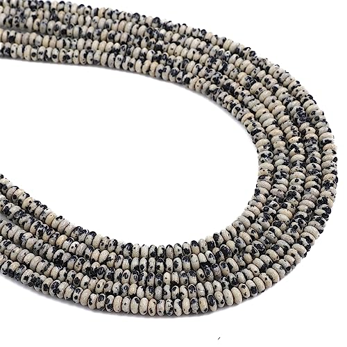 BEADIA Natural Dalmatian Stone Spacer Beads Caps Rondelle Disk Loose Beads for Beading Jewelry Making 4mmx2mm 38cm - color: Dalmatian Stone, size: Rondelle Disk 4mm x 2mm
