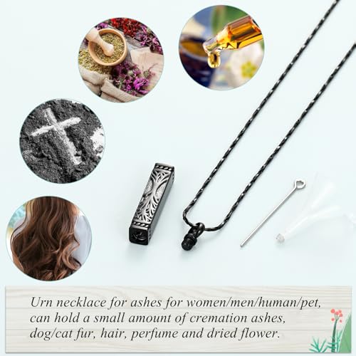 Imrsanl Tree of Life Urn Necklace for Men Women Bar Cremation Jewelry for Ashes Keepsake Ashes Necklace Pendent - color: Black-Always in my heart