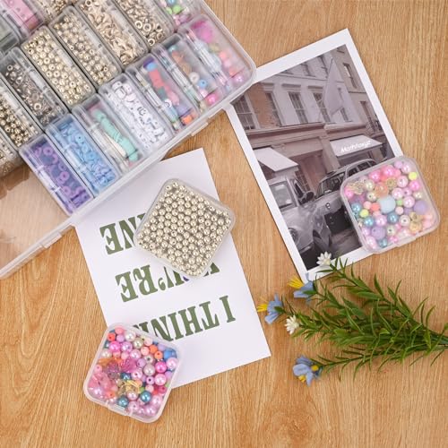 Mathtoxyz Bead Organizer Box, 62Pcs Small Organizers and Storage Plastic Cases, Mini Clear Storage Containers With Hinged Lid, Rectangle for Bracelet Making, DIY Jewelry Craft, Nail - size: Clear - 2P