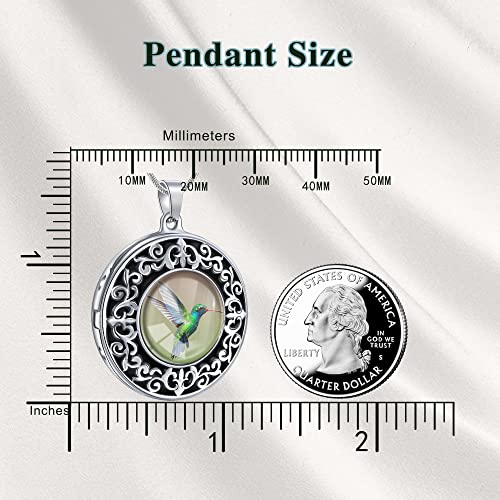 Farfume Personalized Photo Necklace for Women/Men, Memorial Jewelry Gifts | Holds 2 Pictures Pendant, Custom Engraved Text, Beautiful Locket for Girls, Durable Stainless Steel, Mothers Day Gifts - color: A-5 Hummingbird locket necklace