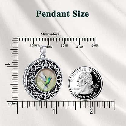 Farfume Personalized Photo Necklace for Women/Men, Memorial Jewelry Gifts | Holds 2 Pictures Pendant, Custom Engraved Text, Beautiful Locket for Girls, Durable Stainless Steel, Mothers Day Gifts - color: A-5 Hummingbird locket necklace