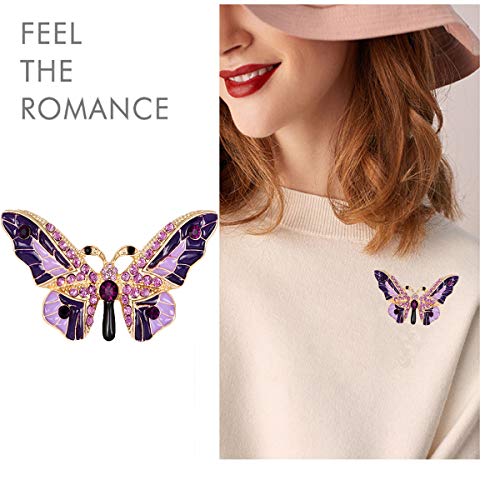 seven wolves Brooches for Women Austria Crystal Brooch Pins Rhinestones Brooches Daily Wearing Breastpin with Boxes - color: Purple 2