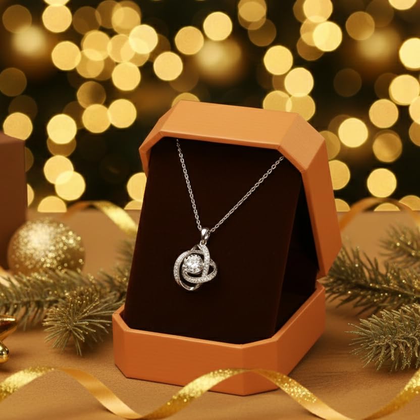 ARINZA Moissanite Necklace for Women, 1 Ct 925 Sterling Silver Dancing Stone Pendant, 18+2 Inch Chain, Valentine’s Day Christmas Gift for Her, Wife, Mom, Anniversary, Birthday - color: 3 Celtic Knot