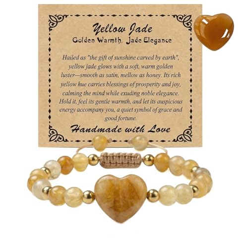 Heart Crystal Bracelet,Natural Gemstone Healing Bead Bracelet | Handmade Jewelry Gifts for Women Men,Graduation Gift for Her - color: Topaz Bracelet